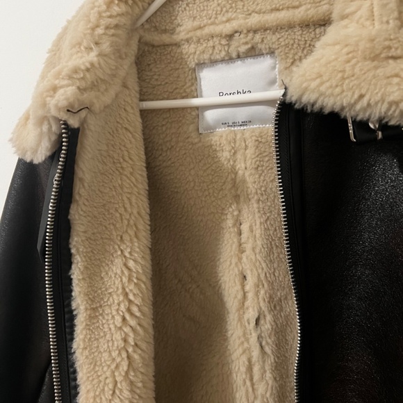 Leathered Sherpa Long Coat - Picture 4 of 5